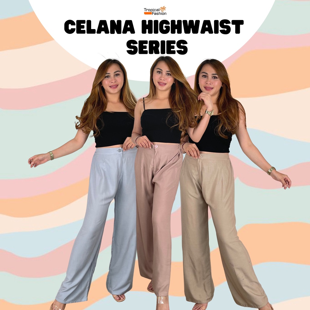 Celana Highwaist Premium HW Kulot Kancing Resleting