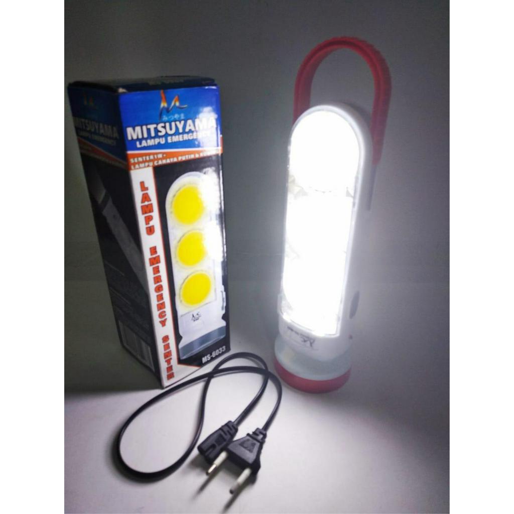 Lampu Rechargeble LED Surya MS 6033 Di Lengkapi Senter LED Super Terang - Cahaya Putih &amp; Kuning