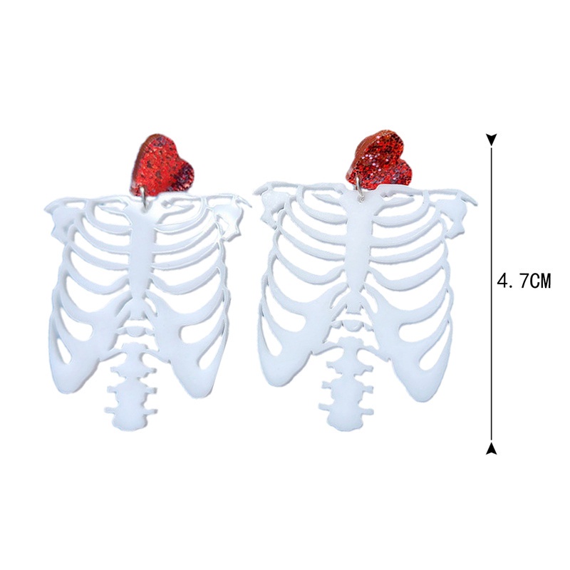 Fancyqube Anting Bentuk Tengkorak Horor Bahan Akrilik Warna Putih Untuk Wanita