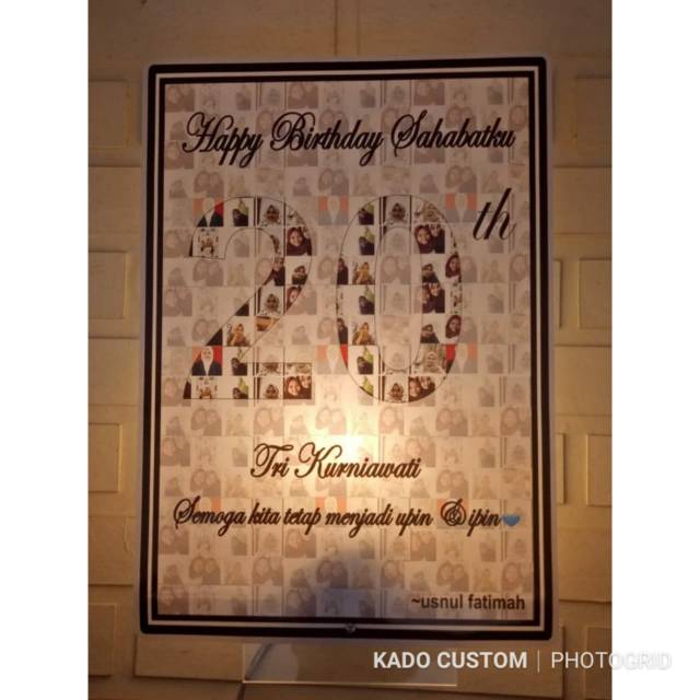 Lampu hias tidur foto mozaik angka hadiah kado custom ultah anniversary pernikahan wisuda graduation