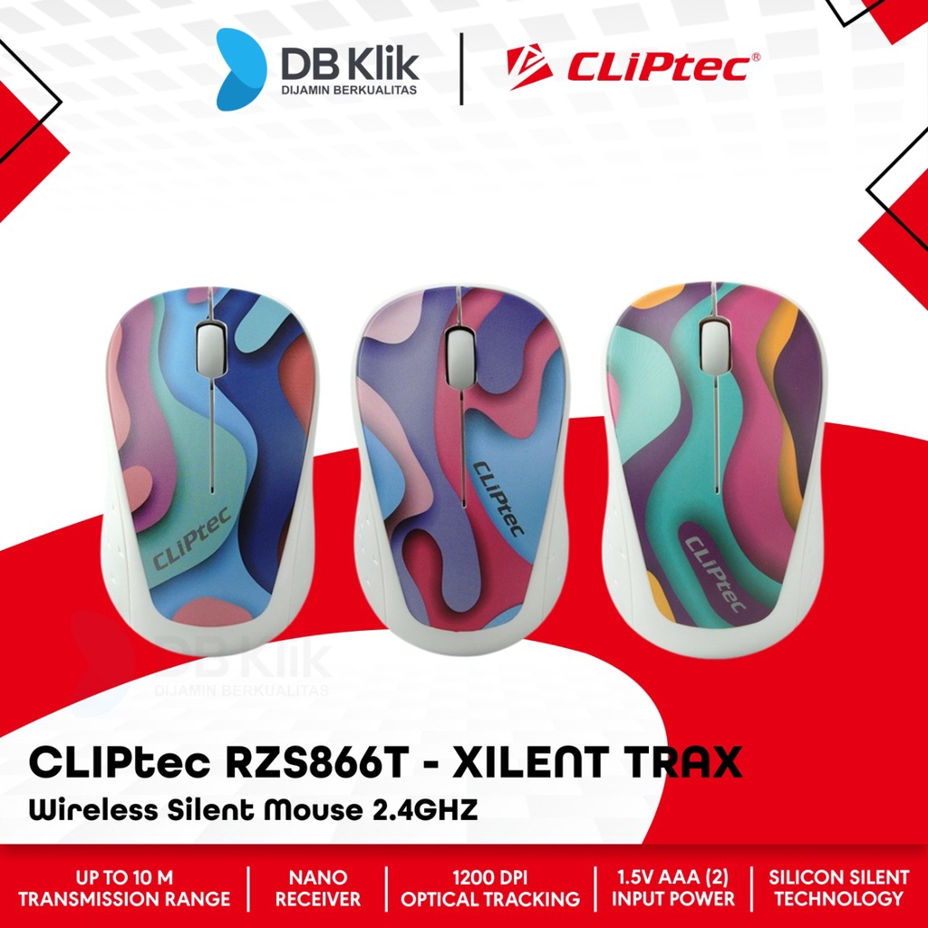 Mouse CLIPtec RZS866T Wireless Silent 2.4GHZ 1200DPI - Xilent Trax