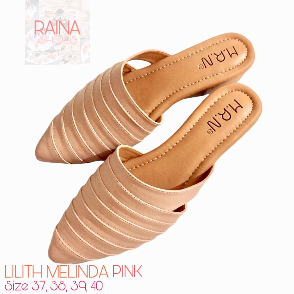 Raina Shoes Sandal Selop Wanita Mules Lilith Melinda Pink Terbaru COD