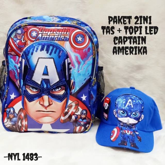 Paket 2in1 Tas ransel  kapten Led gratis topi led