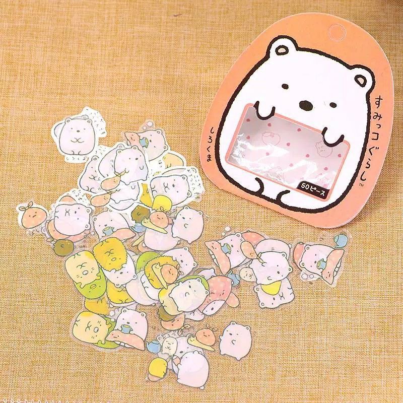 Sticker transparan sumikko gurashi stiker lucu cute scrapbook photobook kpop idol korea