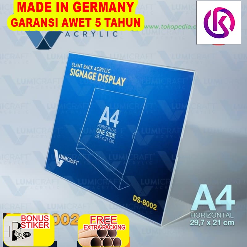 

Murah Signage Display/Stand Acrylic/Akrilik Slant Back Horisontal - A4