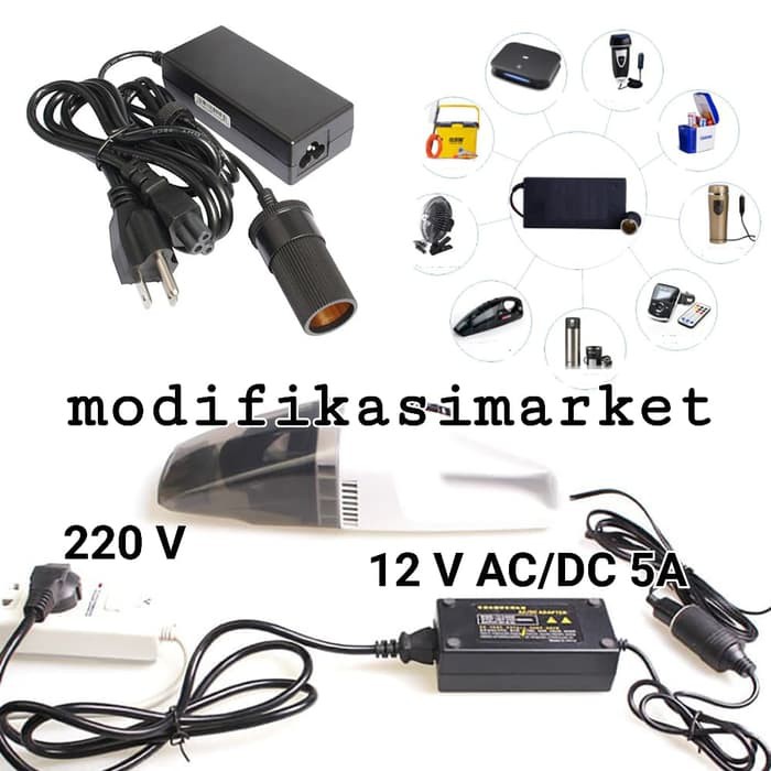 ADAPTOR AC TO DC 12 VOLT LIGHTER SOCKET CONVERTER 220 VOLT KE 12 VOLT
