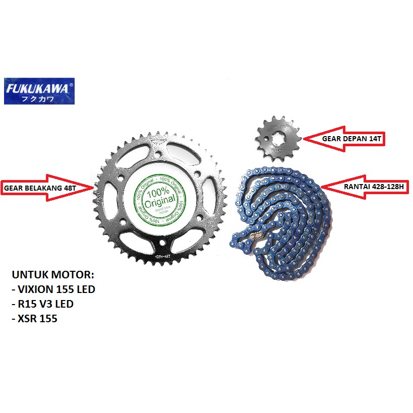 GEAR GIR SET GEARSET R15 V3 VIXION 155 XSR 155 LED FUKUKAWA ASLI ORI