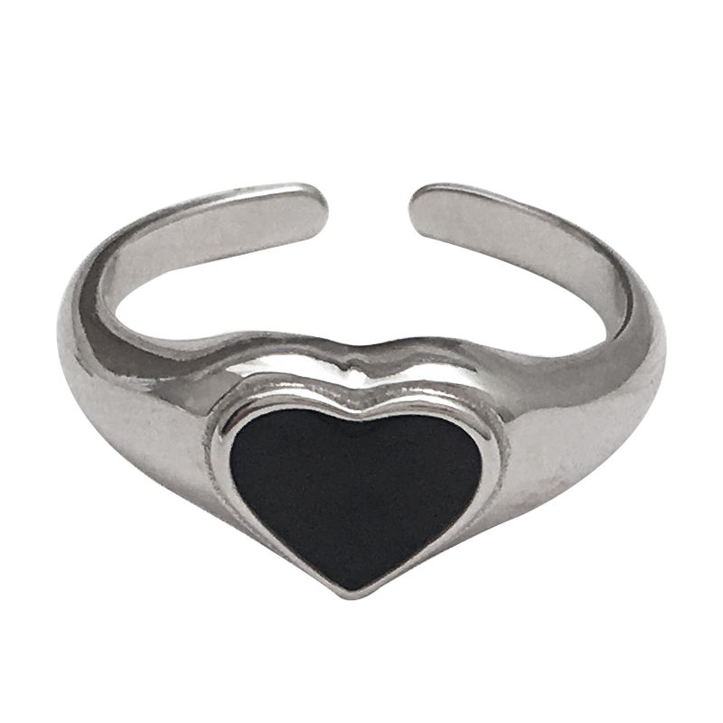 Black Love Open Ring  Trendy  Simple