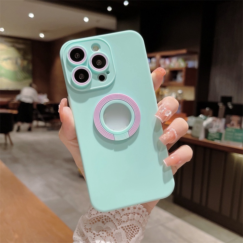 Silicone iphone logo stand case iphone 11 pro max 12 13 pro max X/Xs max XR 7plus8plus creative full coverage shockproof soft case