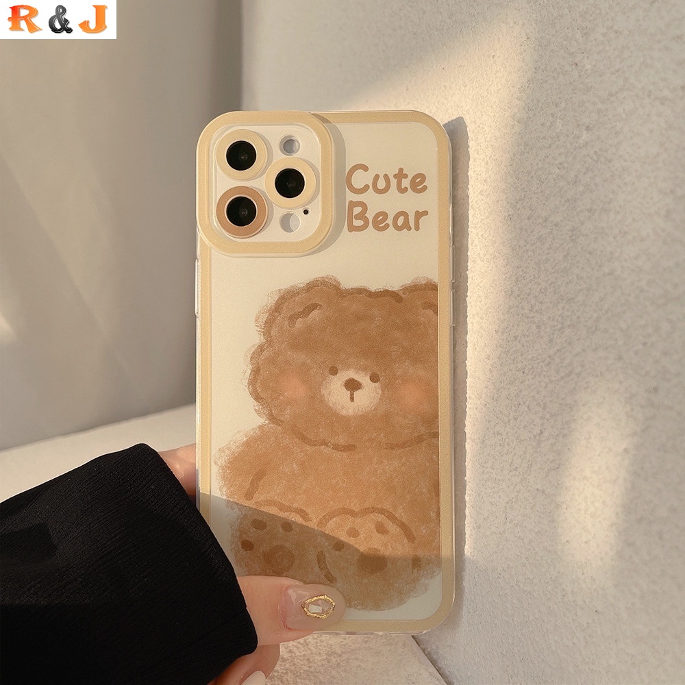 Soft Case TPU Motif Brown Bear Untuk OPPO Reno 7 5G A54 A55 A16 A96 A95 A15 A74 A5S A7 A12 A3S A31 A37 A53 A92 A52 F11 Reno6