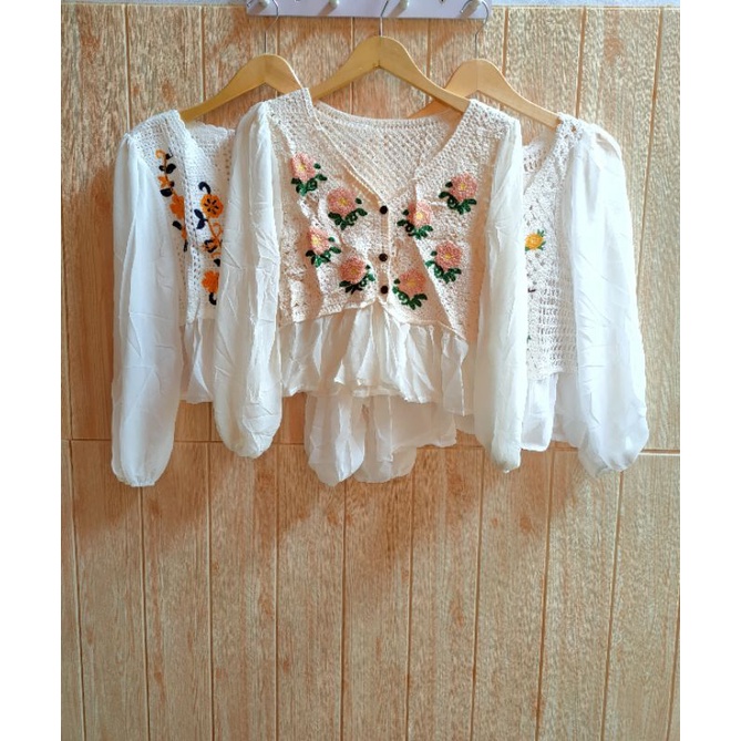 Blouse Rompi Rajut Import Blus Korea Real Pict