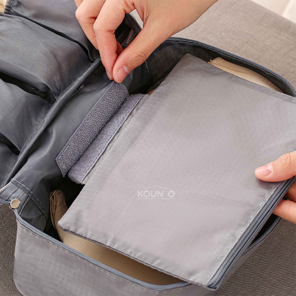 Tas Organizer Travel Pouch Tempat Penyimpanan Pakaian Dalam Bra Celana Dalam Pembalut Serbaguna Traveling Bag Multifungsi Gaya Korea Bahan kain