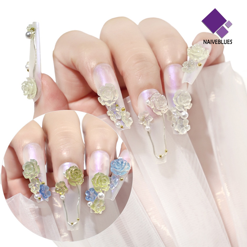 Naiveblue &gt; Ornamen Bunga Camellia 3D Bahan Resin Untuk Dekorasi Nail Art