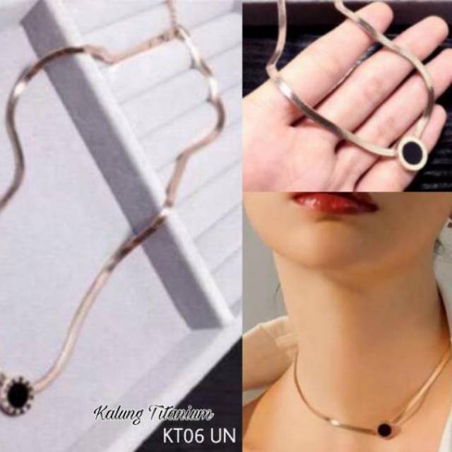 Kalung Titanium Termurah Wanita Kalung Bulat Hitam Bestseller