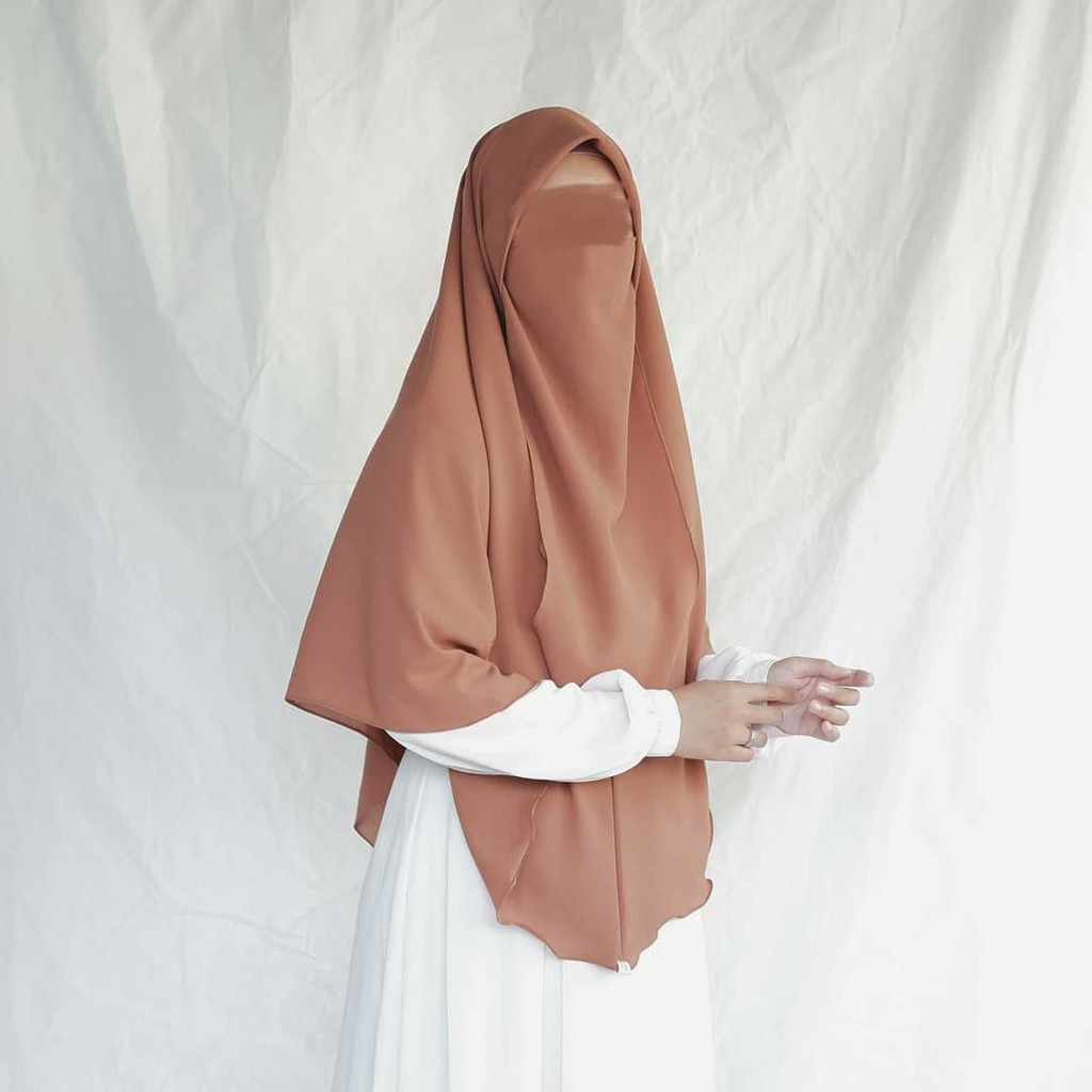 Khimar  instan set cadar  tanpa pet / Best seller khimar oval free cadar bisa COD-3