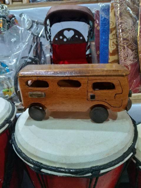 MINIATUR KAYU VW BUS TAYO UKURAN MINI 13x5x6 cm - MAINAN EDUKATIF ANAK - PAJANGAN DEKORASI RUMAH