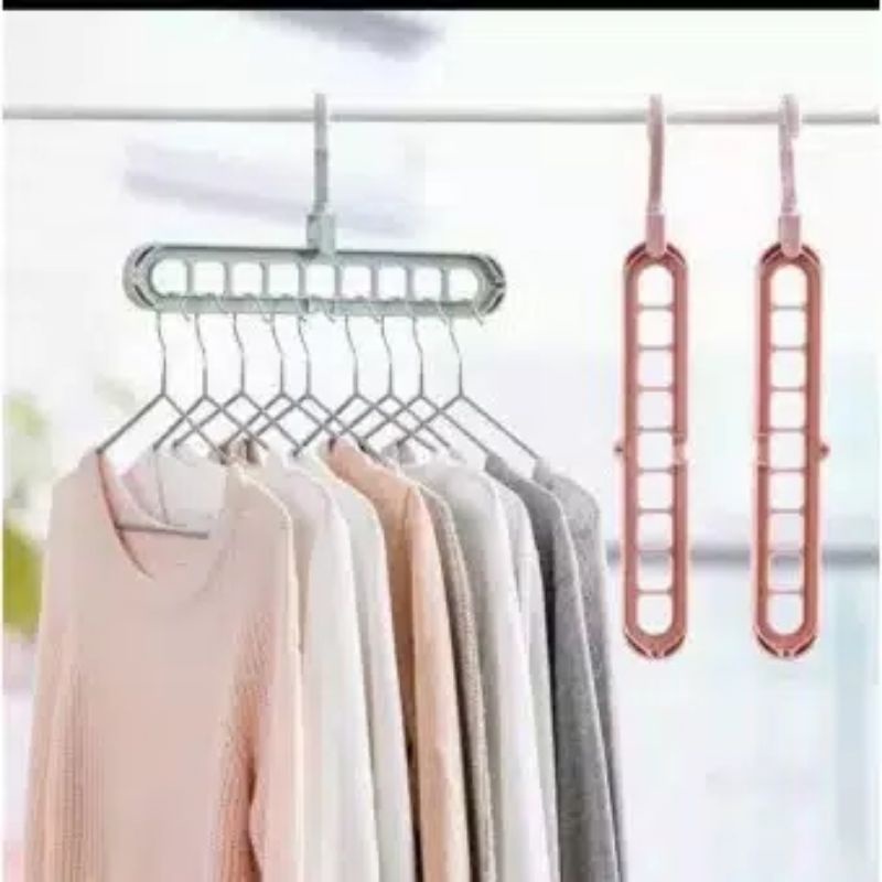 Gantungan Baju  / Magic Hanger Baju multifungsi  Hanger  / Gantungan Ajaib Multifungsi Dapat Dilipat dengan 9 Lubang gantungan baju / magic hanger