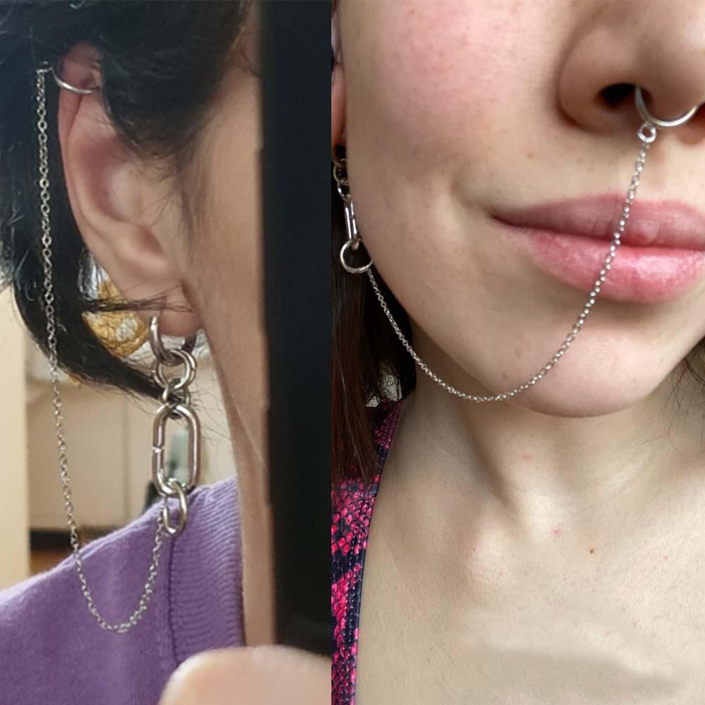 NEEDWAY Anting Hoop Keren Sederhana Untuk Wanita Punk One Piece Gadis Bibir Berlubang Palsu Cincin