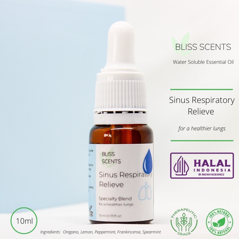 Watersoluble / Waterbased Sinus Respiratory Relieve 10ml Essential Oil Blends 100% Murni