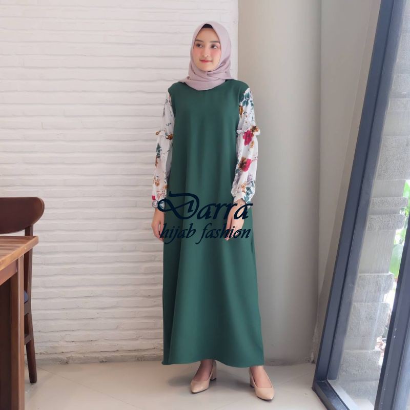 GAMIS AGNES HIJAU BOTOL FASHION MUSLIM MAXI DRESS TERBARU BEST SELLER PROMO DARRA FASHION