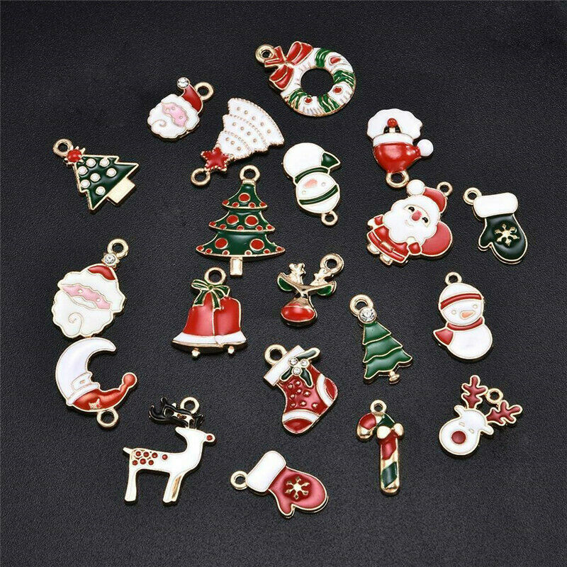 1 Set Liontin Gantung Enamel Seri Natal Warna-Warni Untuk Membuat Perhiasan Handmade DIY