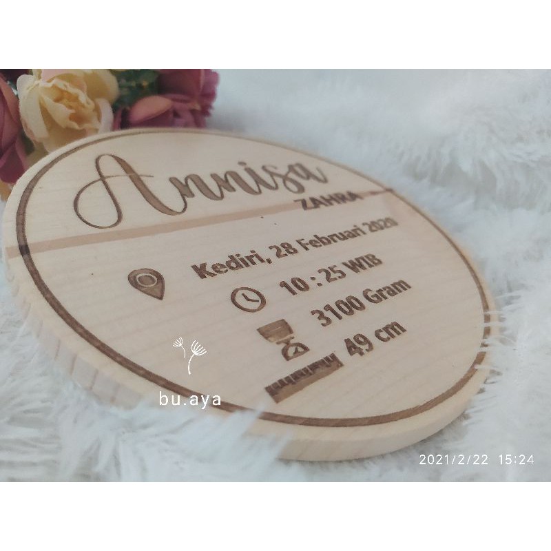 Grafir Papan Nama Bayi 15 cm Baby Signage Biodata Kelahiran Bayi