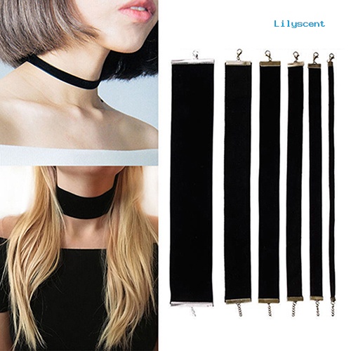 LADY BLACK Kalung Choker Bahan Velvet Warna Hitam Gaya Retro Gothic Untuk Wanita