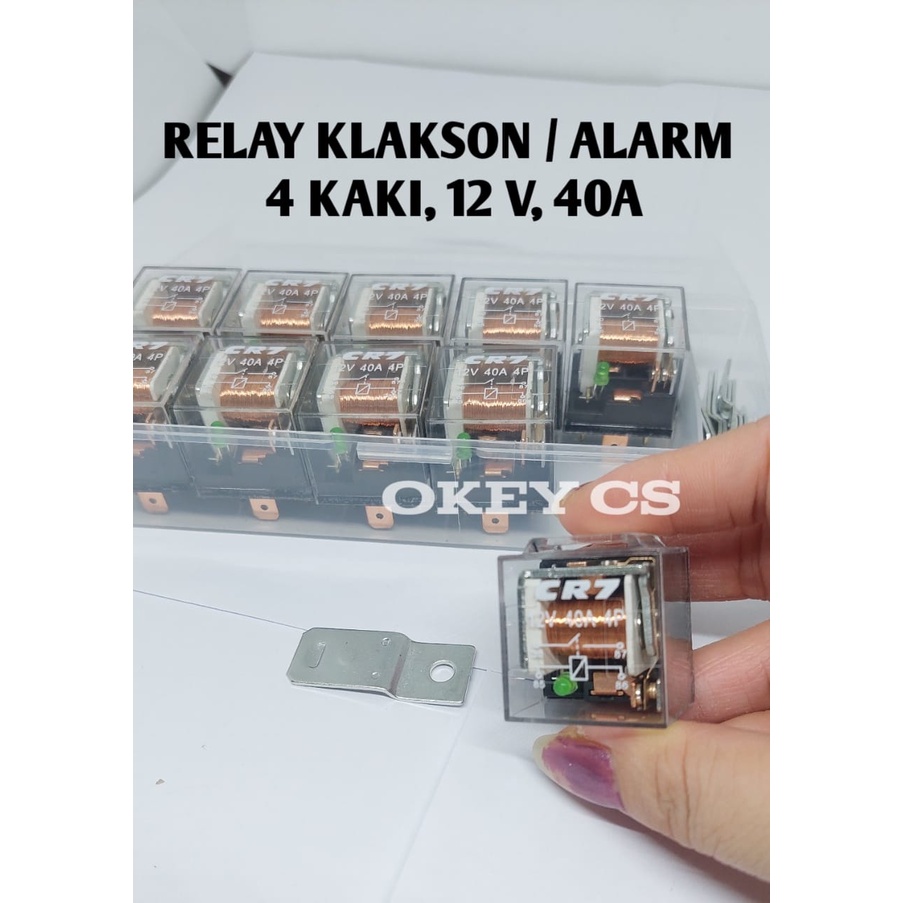 RELAY 4 KAKI 12 VOLT 40 AMPERE ALARM ATAU KLAKSON LAMPU DLL WATERPROOF CR7 4KAKI 40A 12V