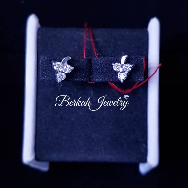 Anting Giwang Emas Putih 40% Berlian Eropa Asli Natural Diamond