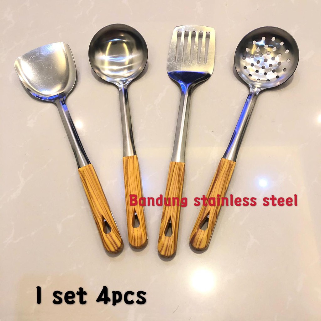 1 set 4pcs alat masak susuk centong spatula sodet sutil irus skimmer