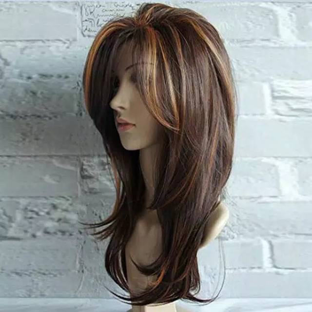 wig blow ombre brown wik premium coklat pirang