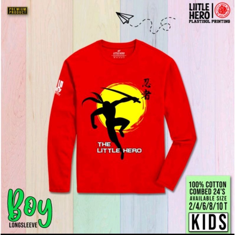 (2-8 tahun) Baju Kaos Anak Laki Laki Cowok Lengan Panjang Little Hero Part 2 2-8 Tahun