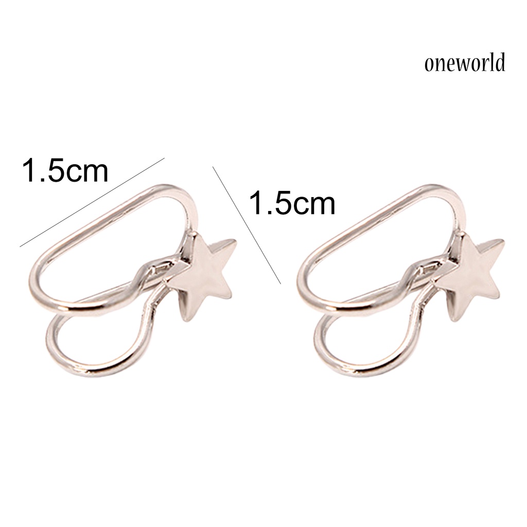 OW# 2Pcs Ear Cuffs U Shape Elegant Women Five-pointed Star Earrings for Dating