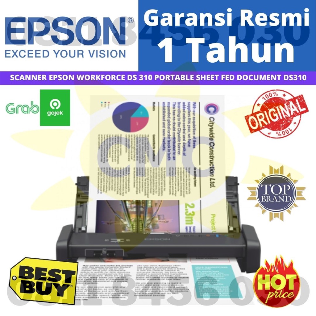 Scanner Epson DS310 DS 310 Scanner Portable ADF