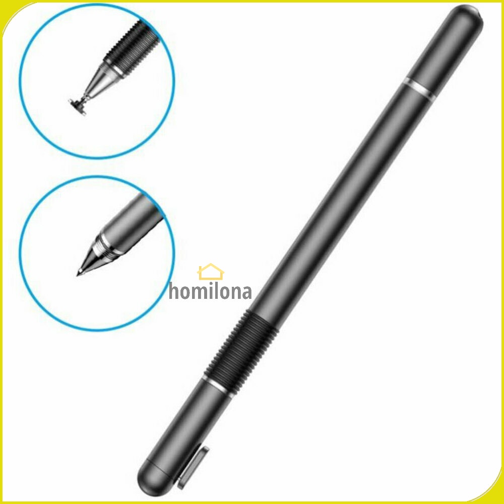 2 in 1 Capacitive Touch Screen Stylus Pen Aluminium - Baseus ACPCL-01 - Black