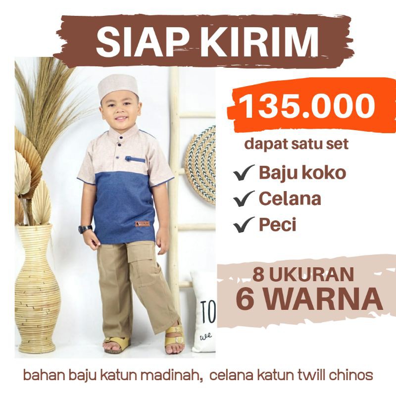 SIAP KIRIM Set Koko Anak Gibran (Koko, Celana & Peci)