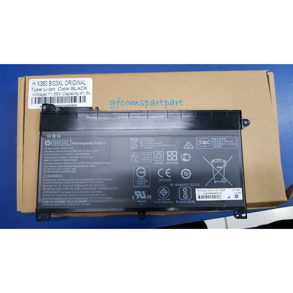 Baterai ORIGINAL HP Pavilion BI03XL X360 13-U 13-U100TU 13-U113TU 13-U114TU 13-U117TU 13-U121TU