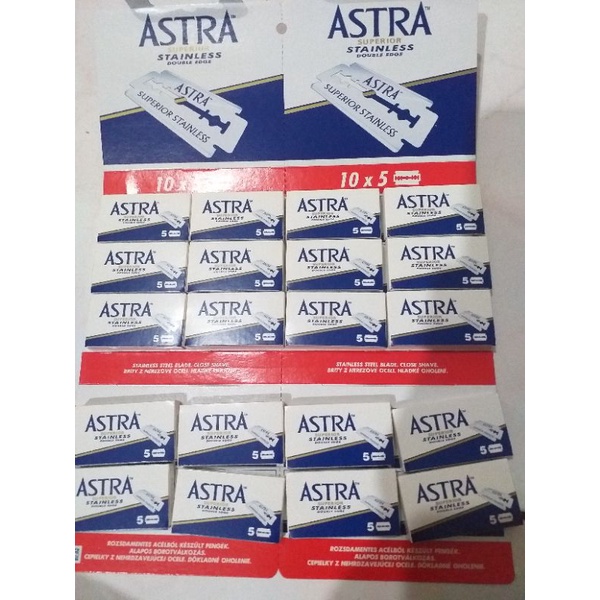 Silet astra stainless 1 papan isi 20 kotak asli