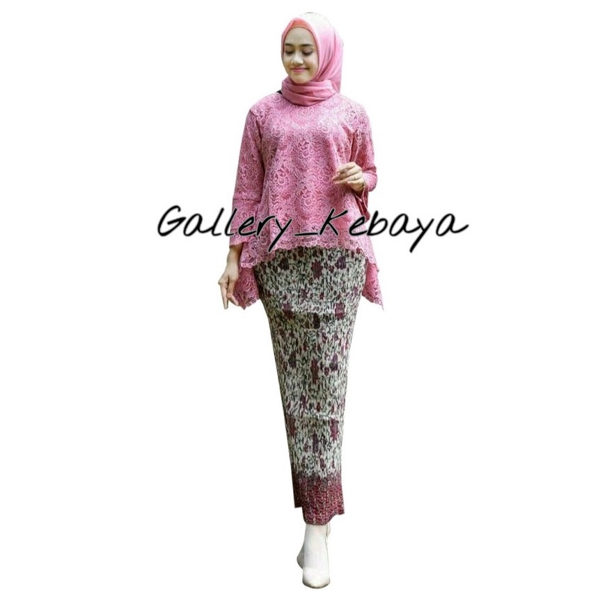 Real pict!!! Setelan kebaya brukat rinjani / kebaya brokat bianca / maroon / navy / abu / dusty/gold