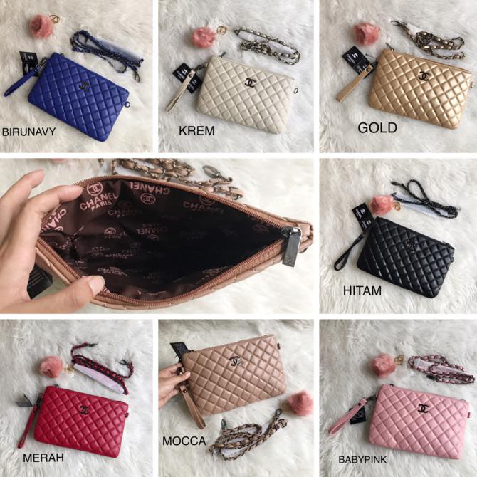 TAS HIGH QUALITY  Tas Chanel Clutch Import Free Pompom