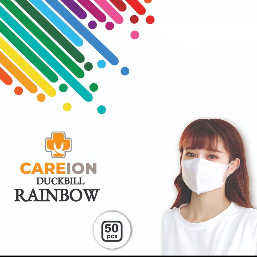 Masker Duckbill Rainbow Dewasa Careion  Masker Duck Bill isi 50 mix 10 wrn/5pc  - RAIBOW CEWEK