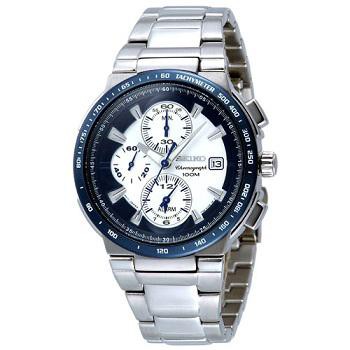 Seiko Quartz SNA703P1 Chronograph Blue Bezel | Jam Pria SNA703