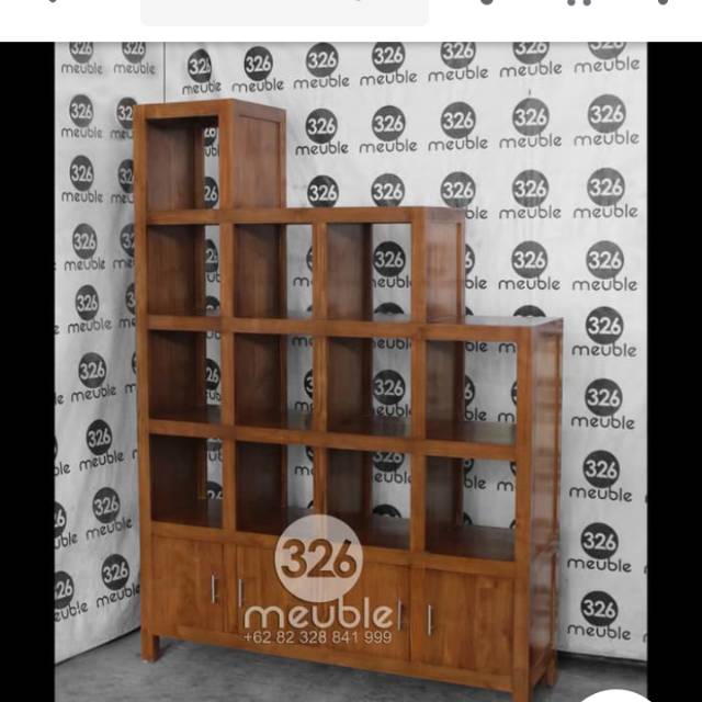 Rak buku minimalis jati-partisi  ruangan jati-sekat ruangan jati
