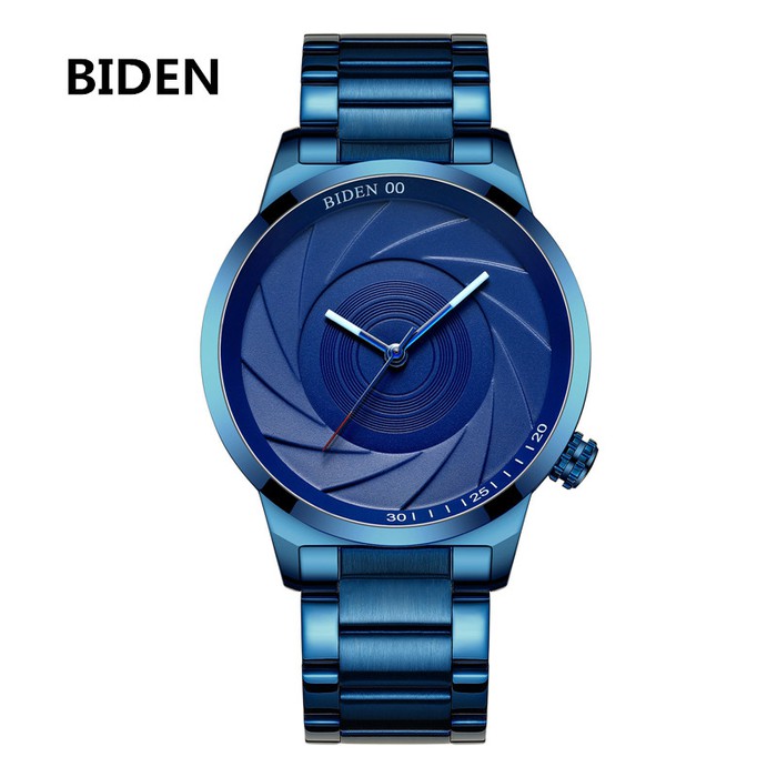 jam tangan pria Biden fashion analog bisnis pita jala - Biru | WATCHYH