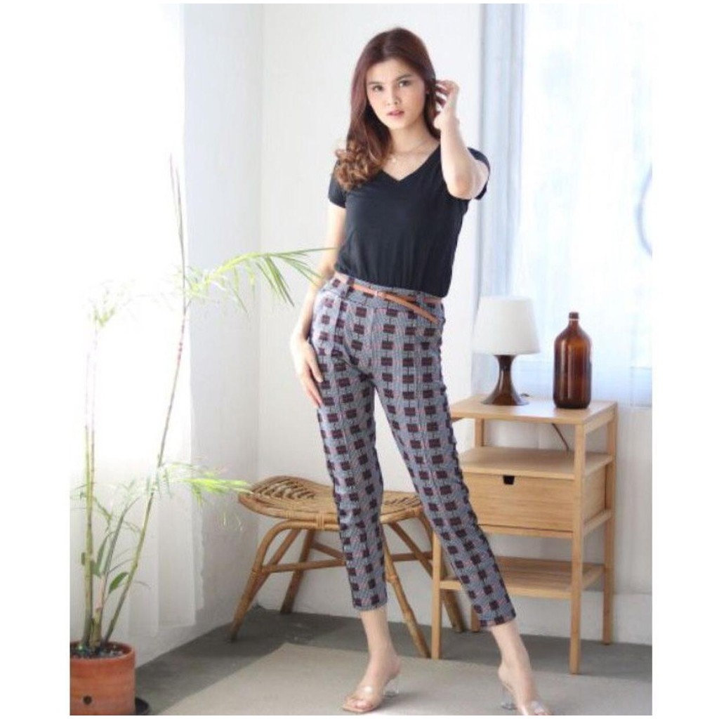 CELANA SCUBA PANTS MOTIF KOTAK