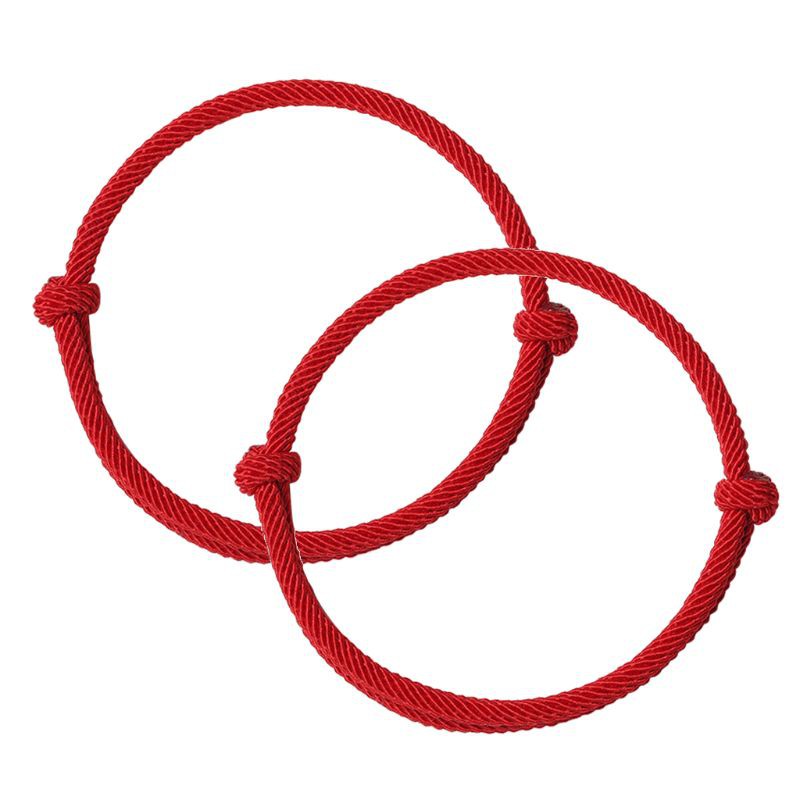 Glitter 2Pcs Red String of Fate Friendship Bracelets Kabbalah Protection Good Luck Simple Matching Bracelets for Lover Women Men