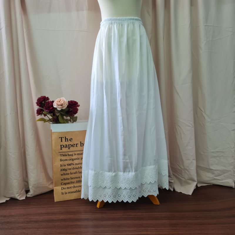 kumari Inner Skirt White || Dalaman Rok Renda Putih Vintage Cottagecore