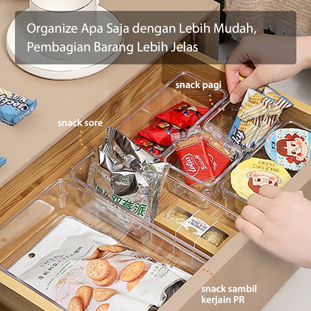 HUGO Organizer Laci Sendok Garpu Sumpit Sekat Laci Dapur Bening Bahan Acrylic Organizer Meja Kamar