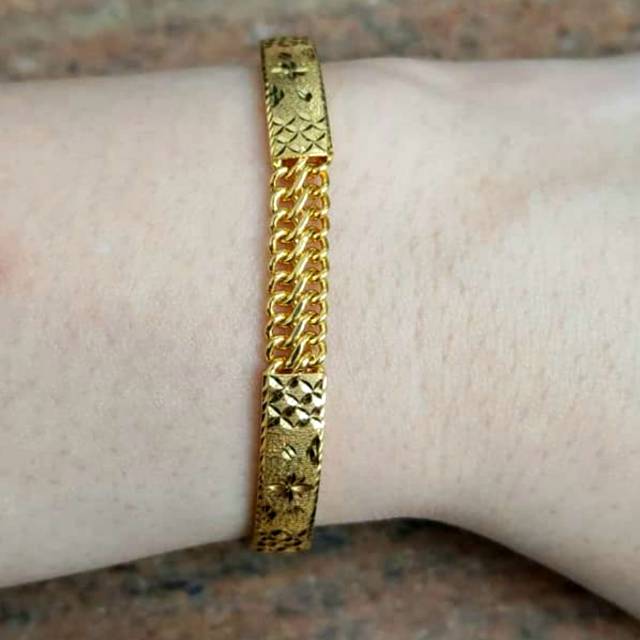 Gelang Holo super Papan Emas asli model Rantai variasi