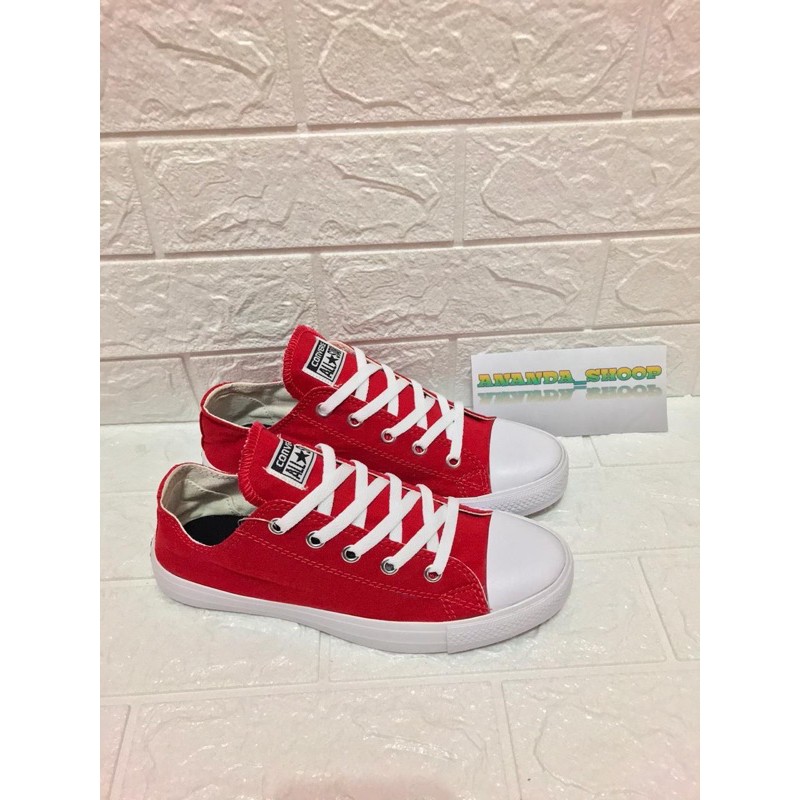sepatu sneaker converse merah  heigh/low +box